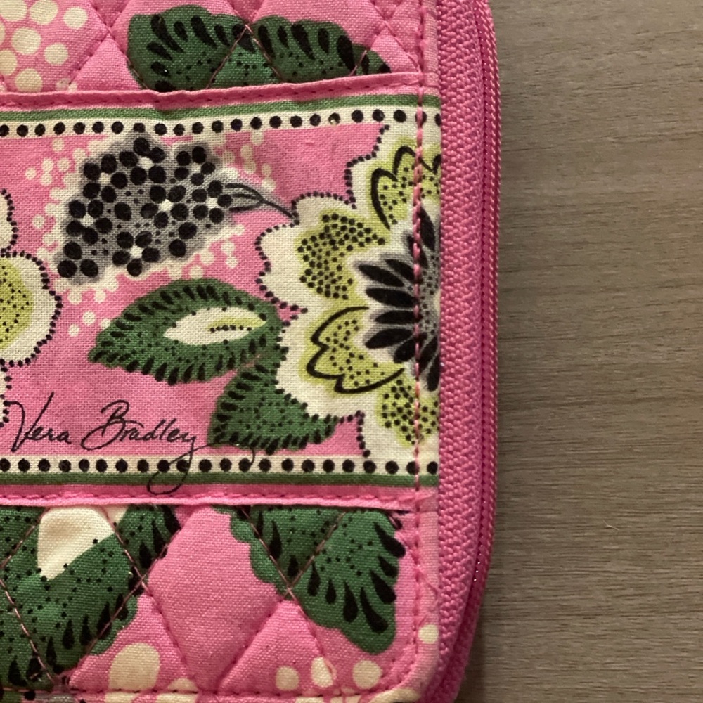 Vera Bradley Pink and Green Patterned Wristlet - Picture 2 of 8